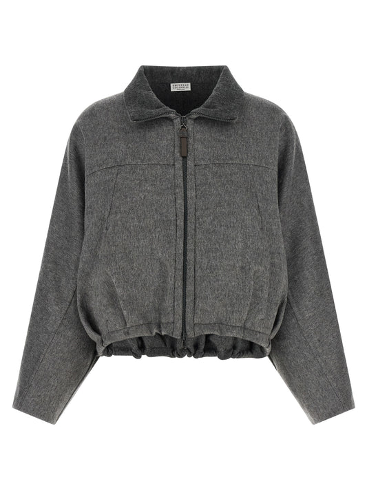 Brunello Cucinelli Grauer Virgin Wool Maxikleid