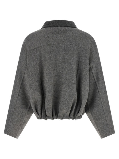 Brunello Cucinelli Grauer Virgin Wool Maxikleid