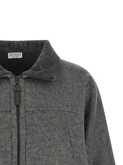 Brunello Cucinelli Grauer Virgin Wool Maxikleid