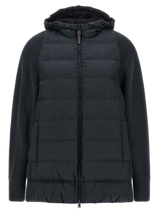 Brunello Cucinelli Blaue Polyester-Jacke in voller Länge