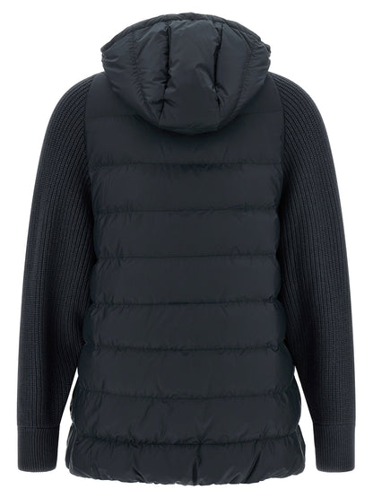 Brunello Cucinelli Blaue Polyester-Jacke in voller Länge