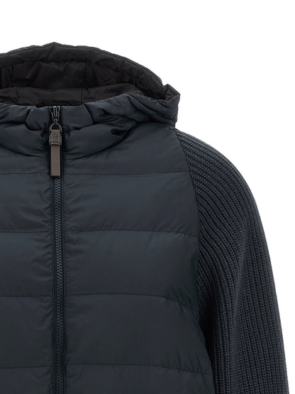 Brunello Cucinelli Blaue Polyester-Jacke in voller Länge
