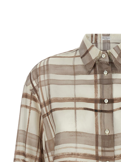 Brunello Cucinelli Beige Seidenbluse