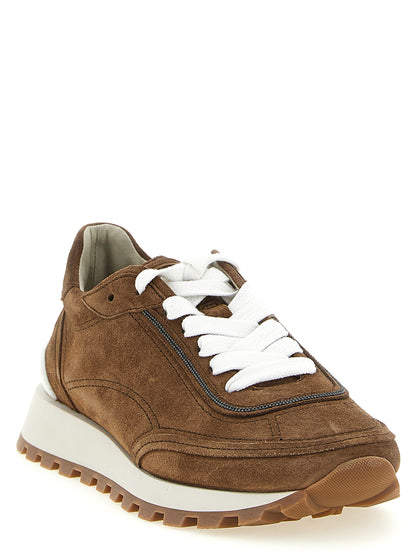 Brunello Cucinelli Sneakers aus braunem Kalbsleder