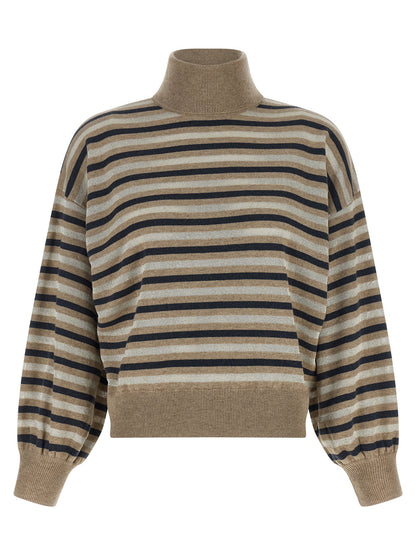 Brunello Cucinelli Mehrfarbige Strickjacke aus reiner Schurwolle