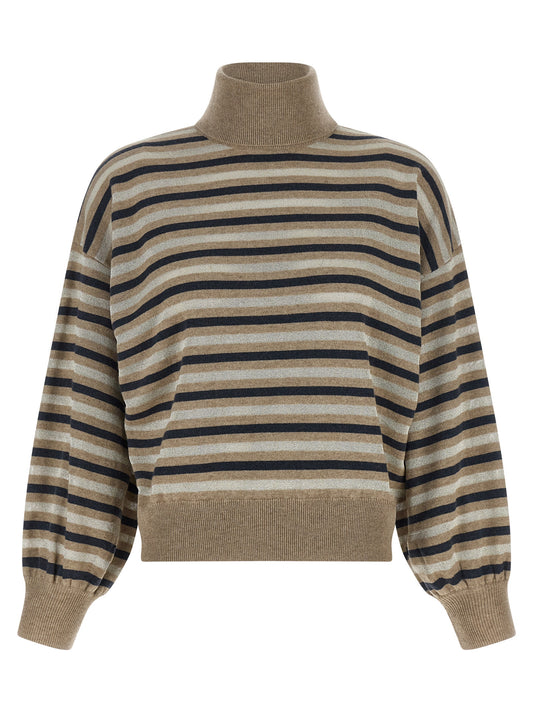 Brunello Cucinelli Mehrfarbige Strickjacke aus reiner Schurwolle