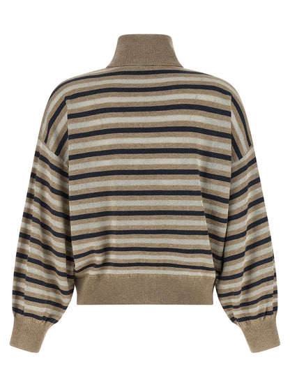 Brunello Cucinelli Mehrfarbige Strickjacke aus reiner Schurwolle