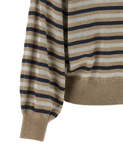 Brunello Cucinelli Mehrfarbige Strickjacke aus reiner Schurwolle