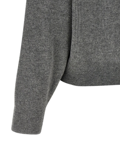 Brunello Cucinelli Grauer Cardigan aus reiner Schurwolle