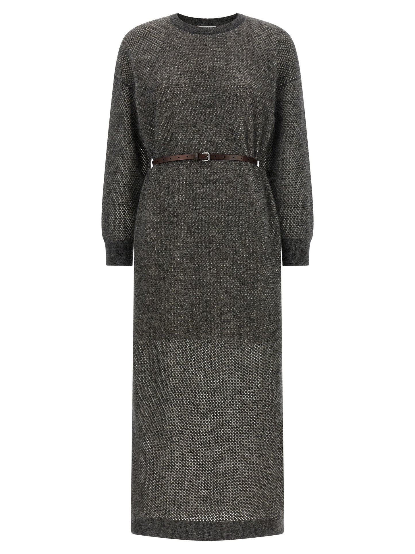 Brunello Cucinelli Graues Wollkleid Midi