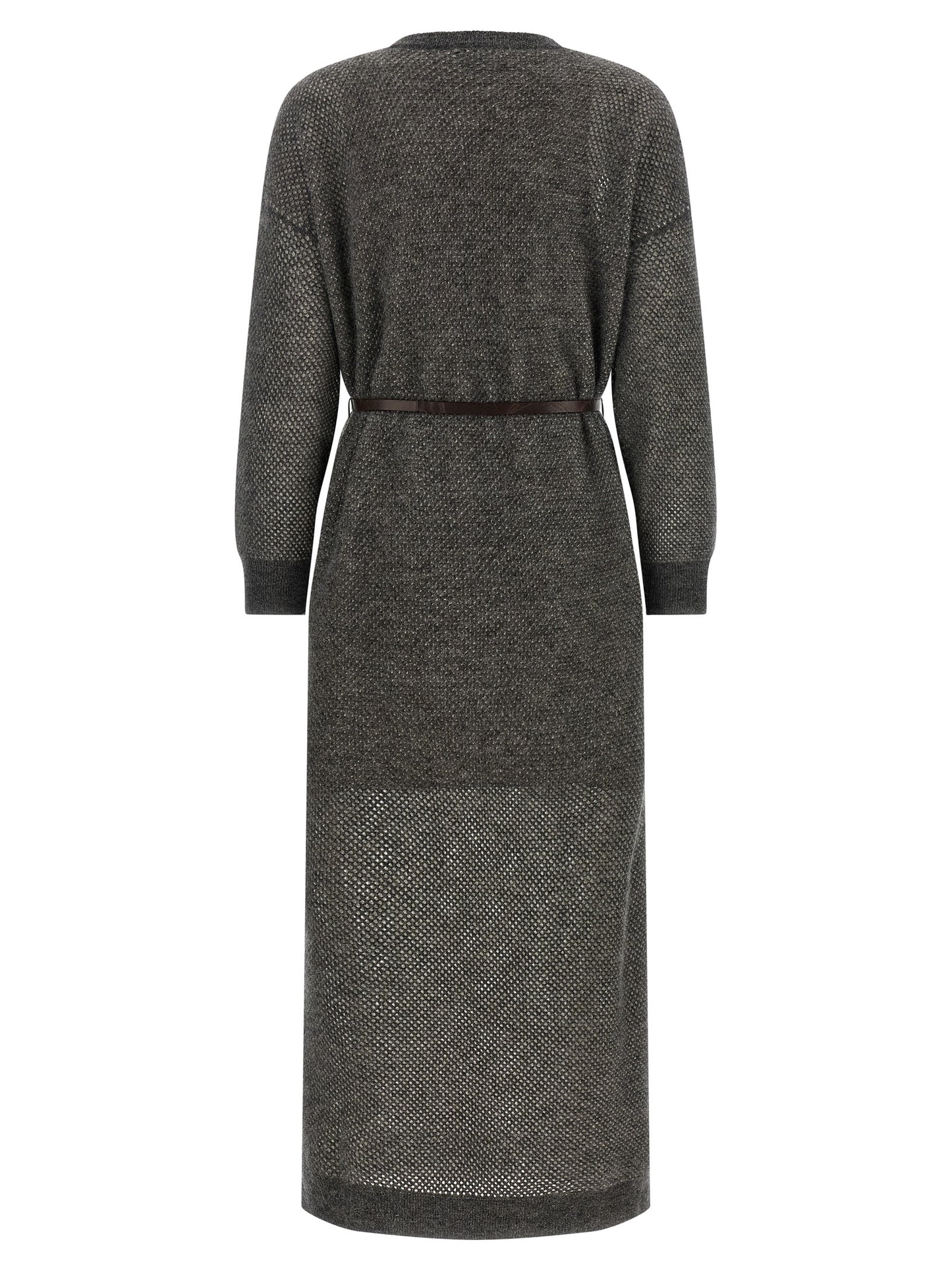 Brunello Cucinelli Graues Wollkleid Midi