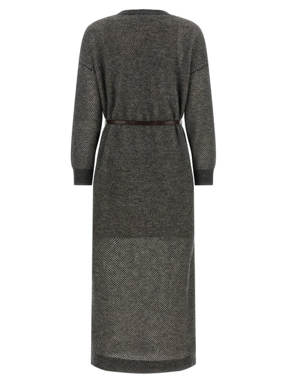 Brunello Cucinelli Graues Wollkleid Midi