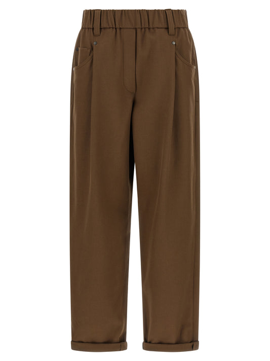 Brunello Cucinelli Braune Baumwollhose für die Freizeit