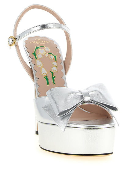 Valentino Garavani Silberne Leder-Stiletto-Sandalen