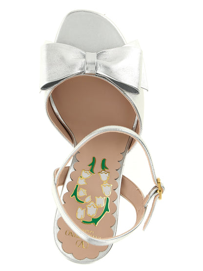 Valentino Garavani Silberne Leder-Stiletto-Sandalen