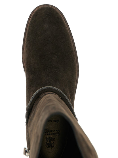 Brunello Cucinelli Schwarzes Kalbsleder Over-the-Knee