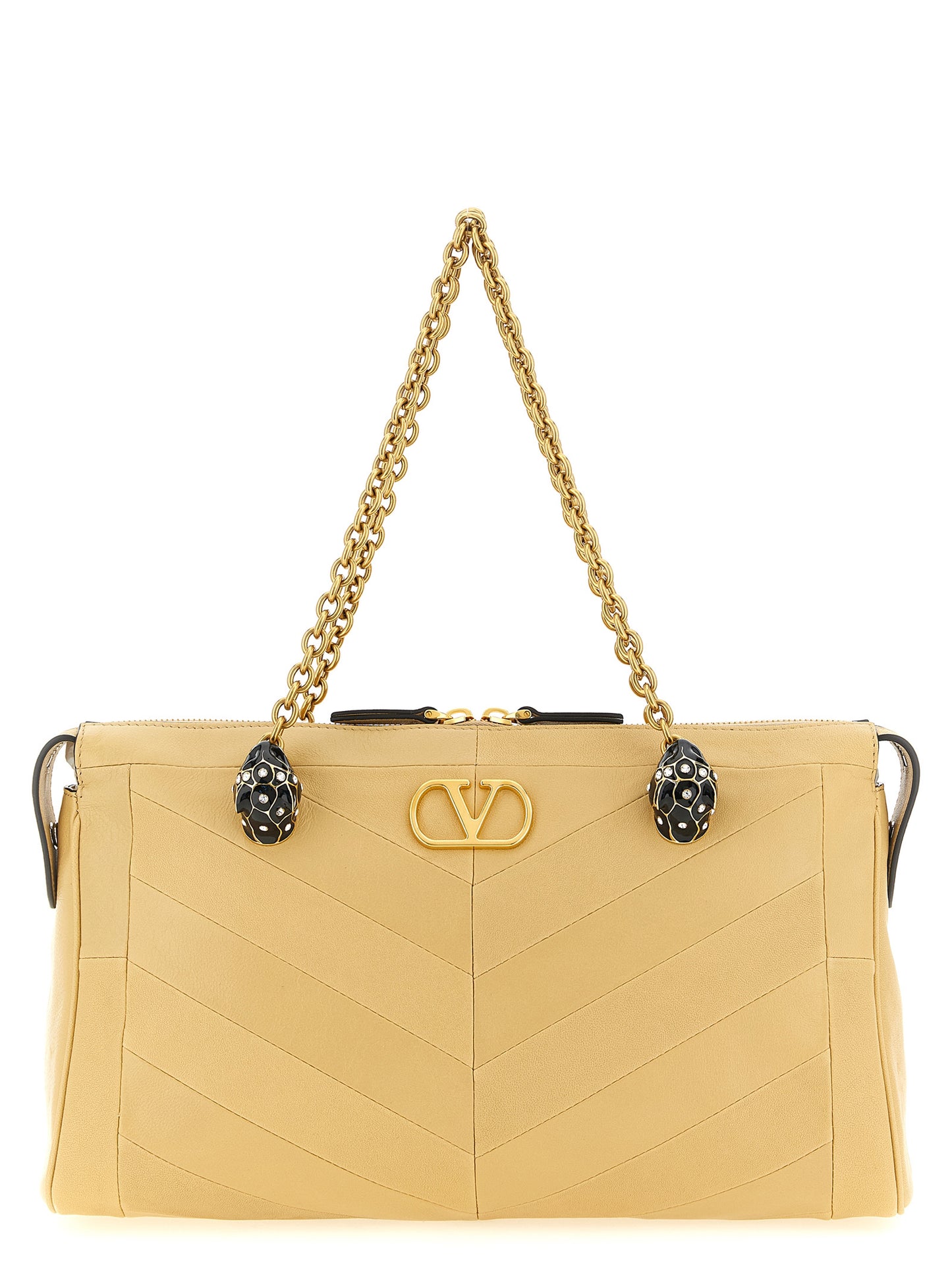 Valentino Garavani Beige Lammleder-Schultertasche