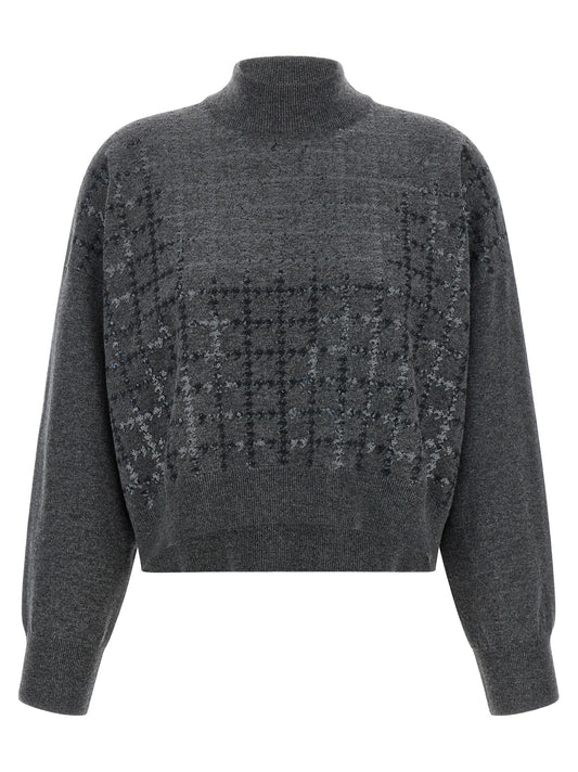 Brunello Cucinelli Grauer Kaschmir-Strickjacke