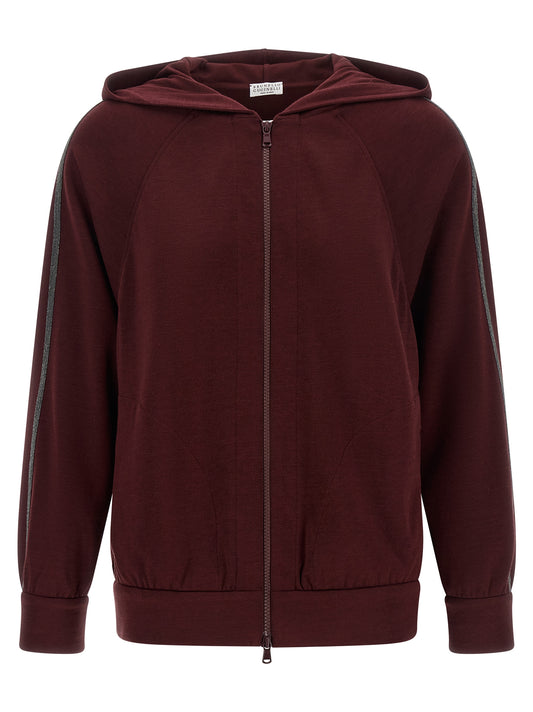 Brunello Cucinelli Sweatshirt aus Baumwolle in Bordeaux