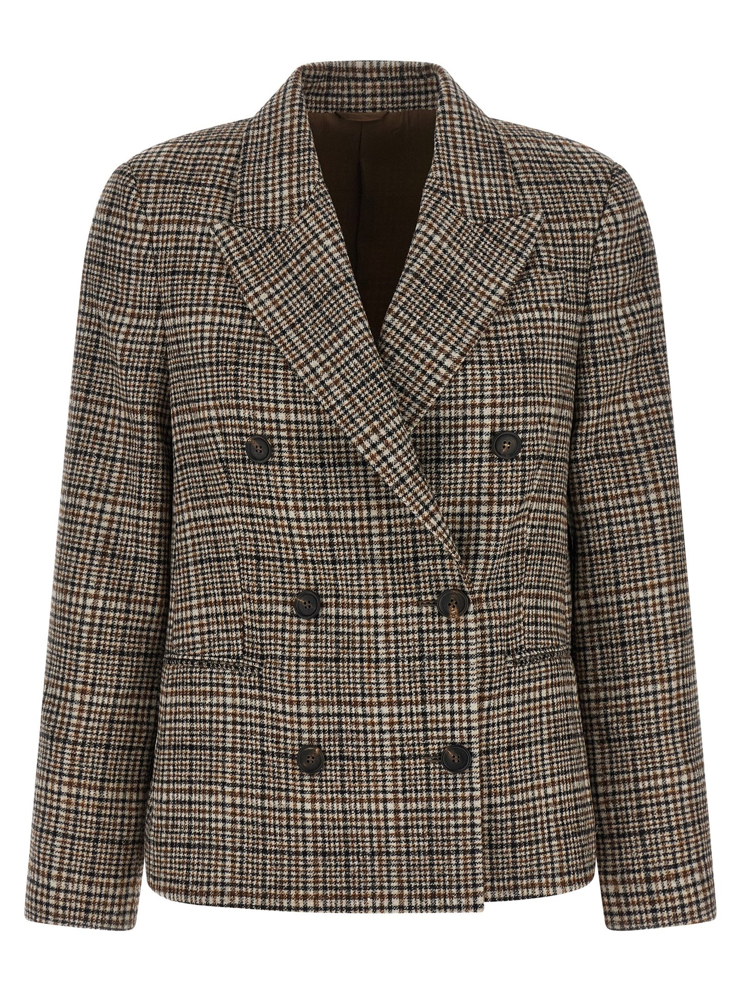 Brunello Cucinelli Beige Alpaka Leder Blazer