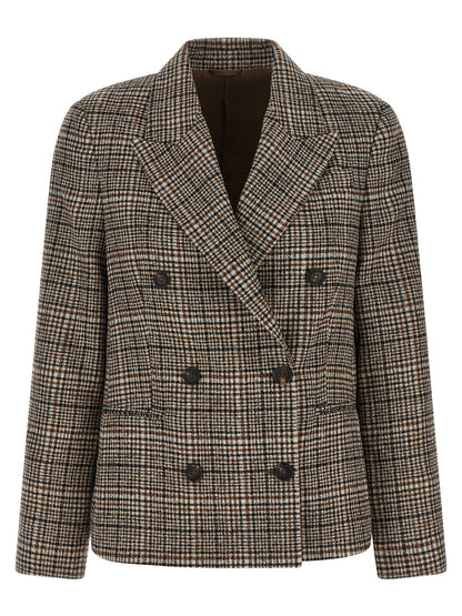 Brunello Cucinelli Beige Alpaka Leder Blazer