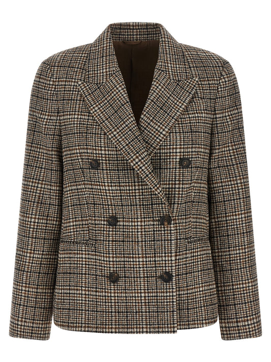 Brunello Cucinelli Beige Alpaka Leder Blazer