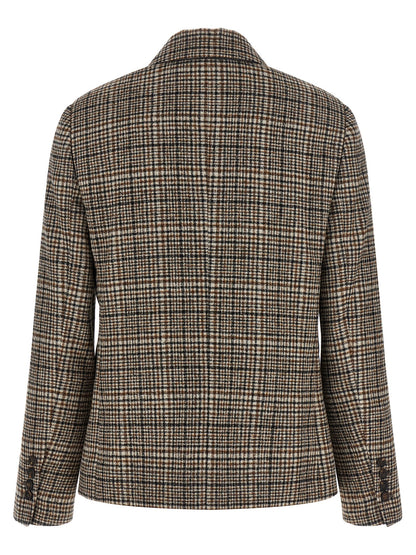 Brunello Cucinelli Beige Alpaka Leder Blazer