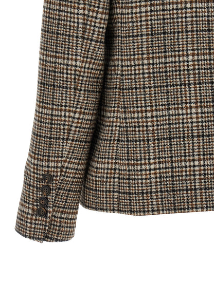 Brunello Cucinelli Beige Alpaka Leder Blazer