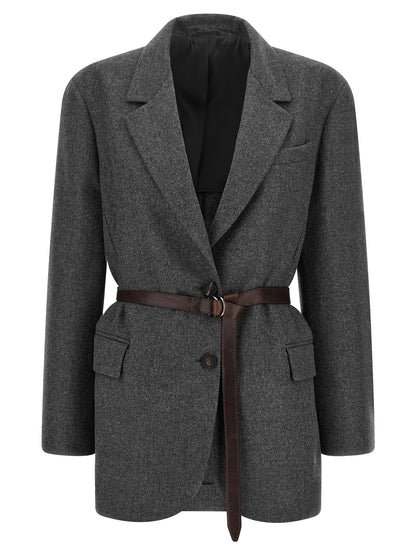 Brunello Cucinelli Grauer Blazer aus reiner Schurwolle