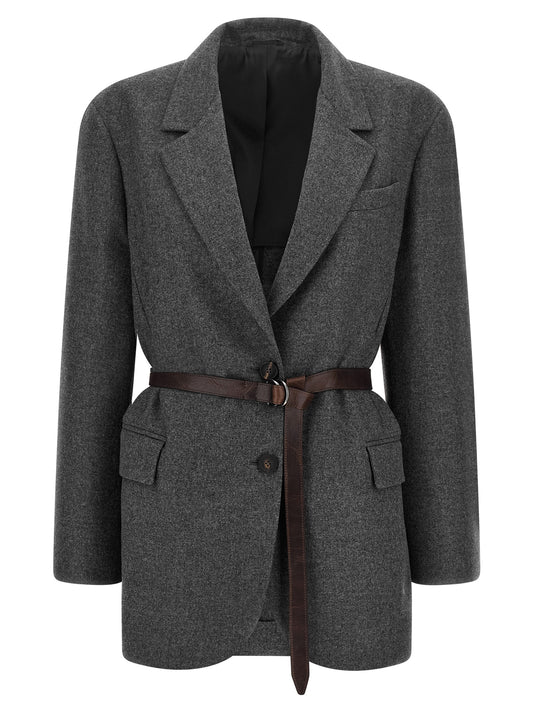 Brunello Cucinelli Grauer Blazer aus reiner Schurwolle