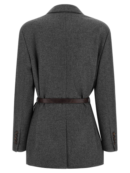 Brunello Cucinelli Grauer Blazer aus reiner Schurwolle