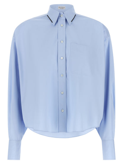 Brunello Cucinelli Blaue Baumwollbluse