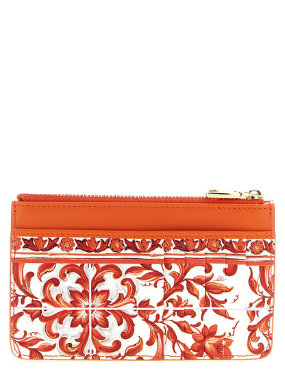 Dolce & Gabbana Kartenetui aus orangefarbenem Kalbsleder