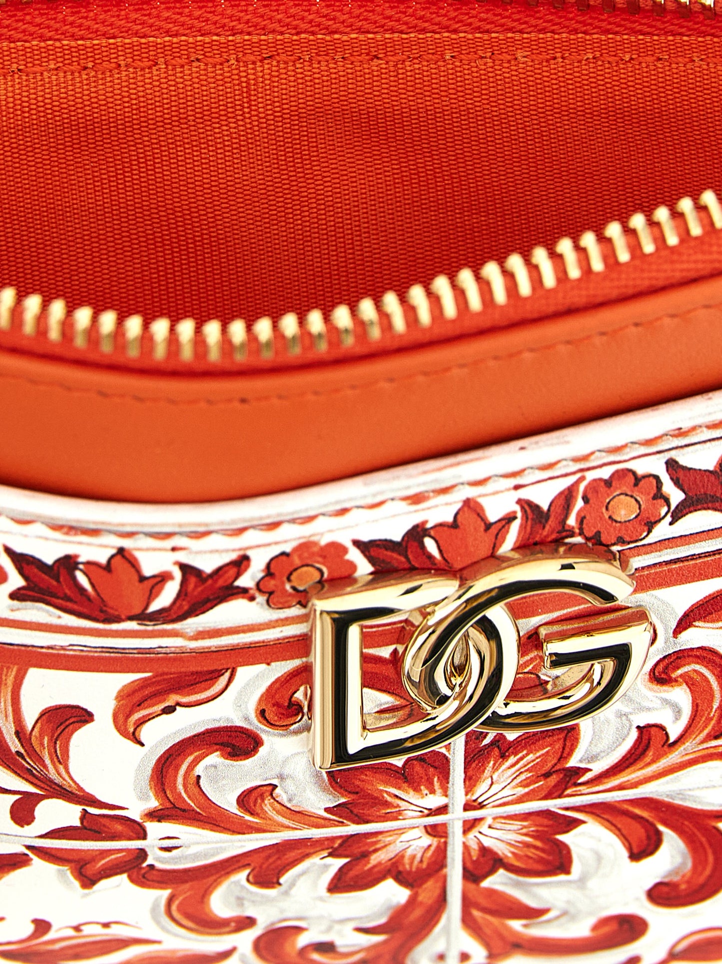 Dolce & Gabbana Kartenetui aus orangefarbenem Kalbsleder
