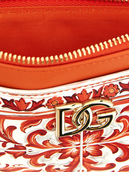 Dolce & Gabbana Kartenetui aus orangefarbenem Kalbsleder
