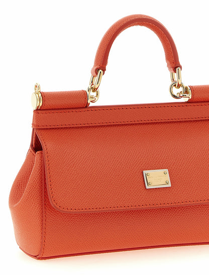 Dolce & Gabbana Orange Kalbsleder Damen Handtasche