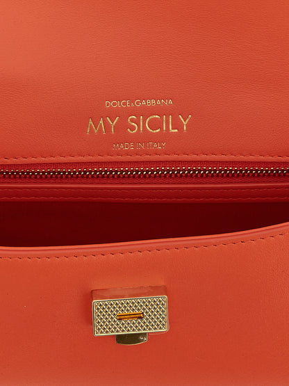 Dolce & Gabbana Orange Kalbsleder Damen Handtasche