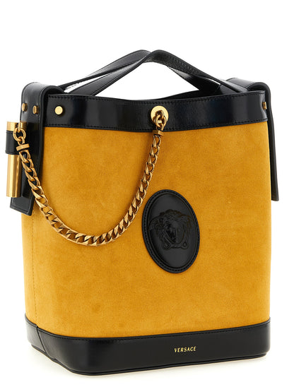 Versace Zweifarbige Schultertasche aus Kalbsleder