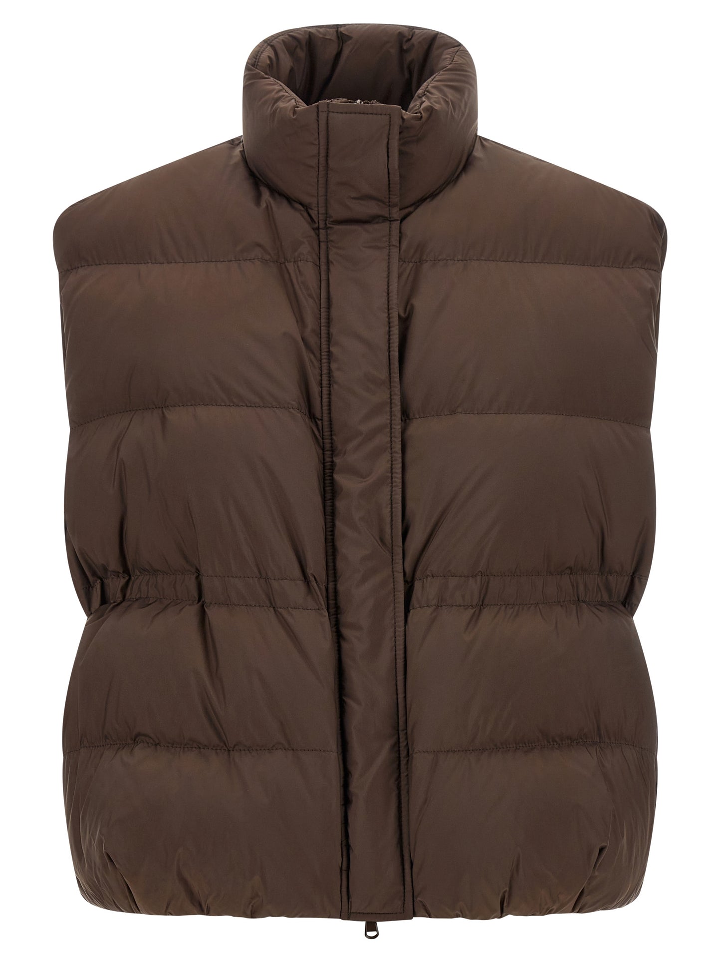 Brunello Cucinelli Braune ärmellose Jacke aus Polyester