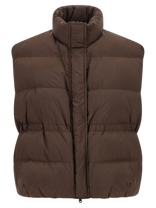 Brunello Cucinelli Braune ärmellose Jacke aus Polyester