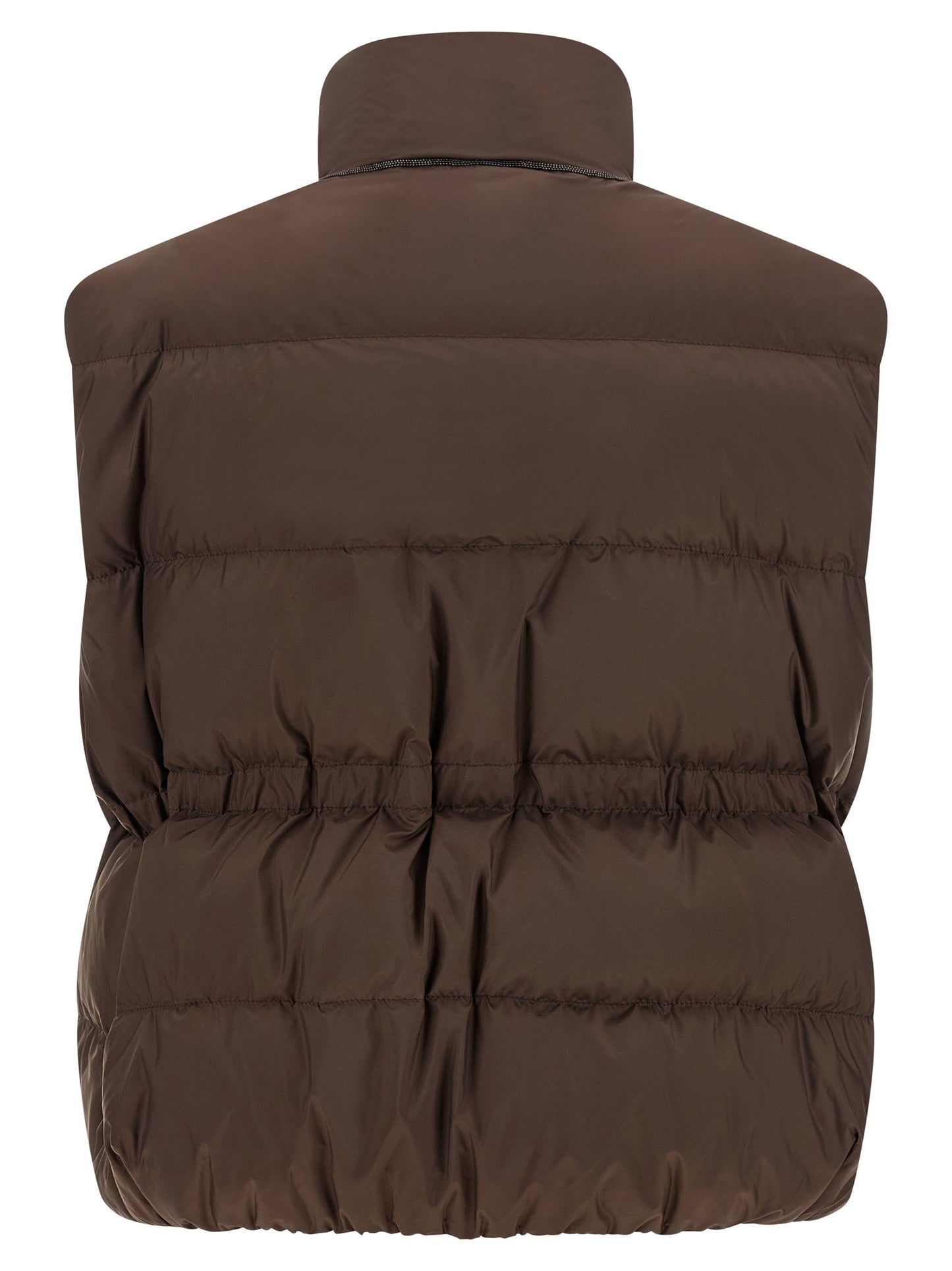 Brunello Cucinelli Braune ärmellose Jacke aus Polyester