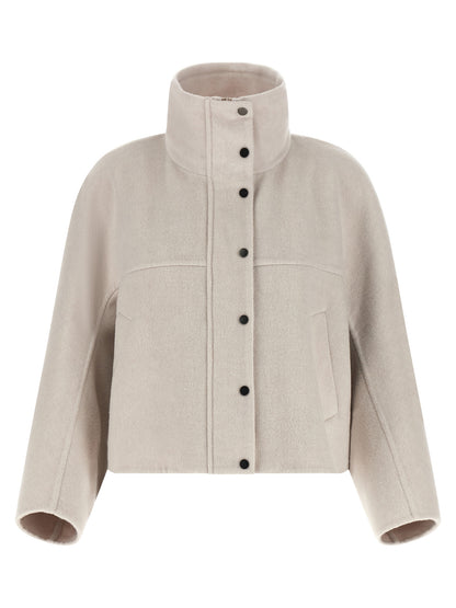 Brunello Cucinelli Grauer Wollmantel aus reiner Schurwolle