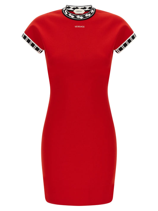 Versace Kurzes Kleid aus mehrfarbiger Baumwolle