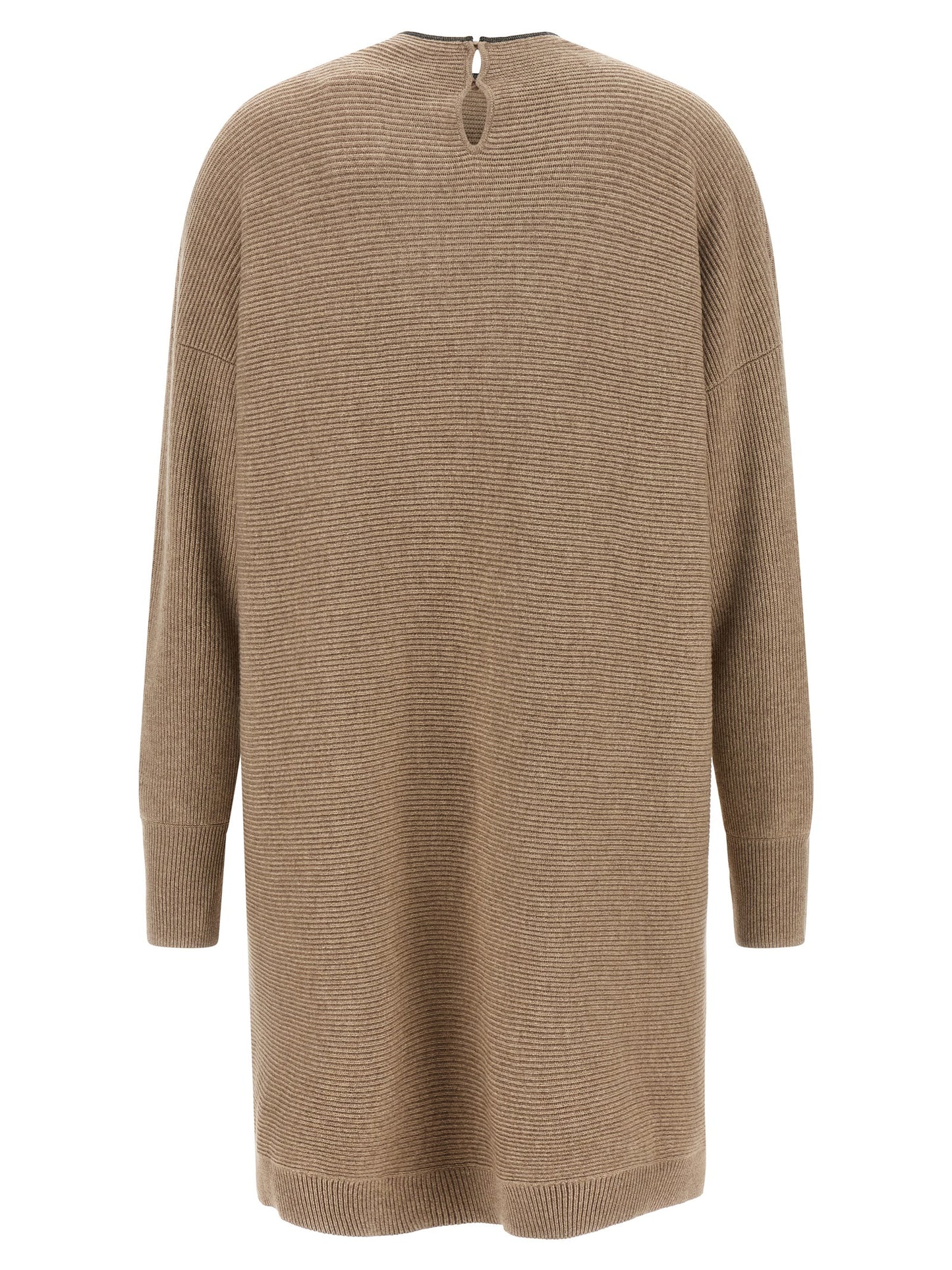 Brunello Cucinelli Kurzes Kleid aus beiger Schurwolle