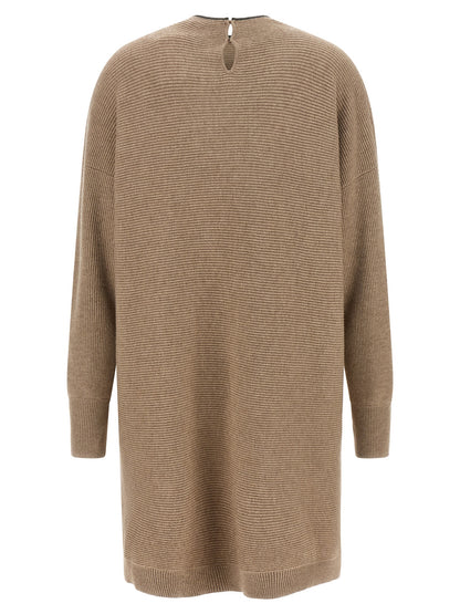 Brunello Cucinelli Kurzes Kleid aus beiger Schurwolle