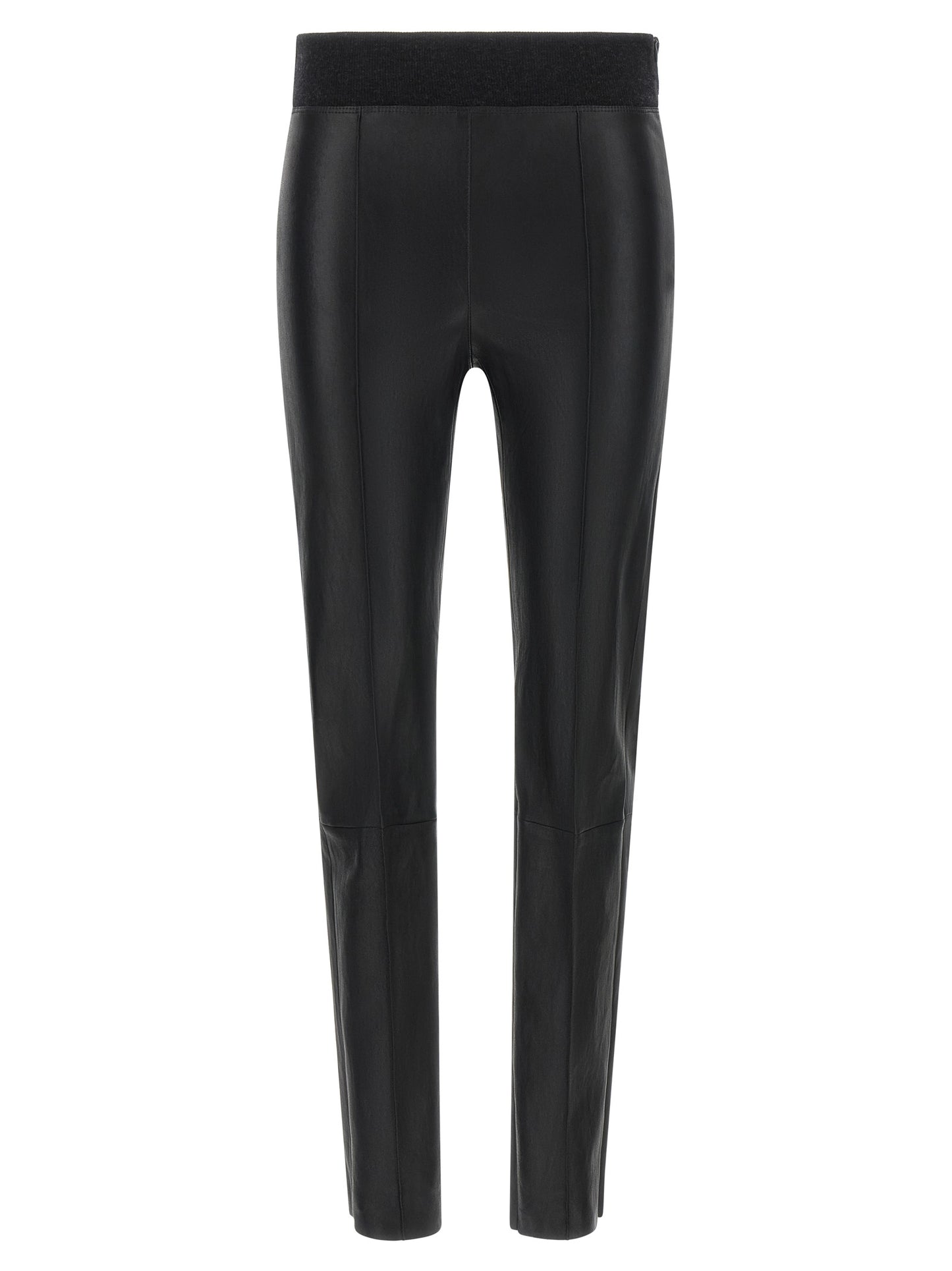 Brunello Cucinelli Leggings aus schwarzem Lammleder