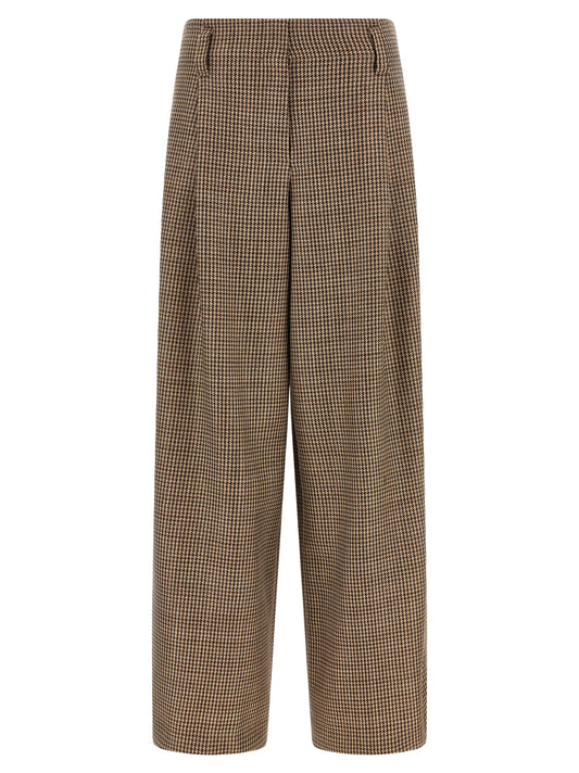 Brunello Cucinelli Braune Hose aus reiner Schurwolle mit ausgestelltem Bein