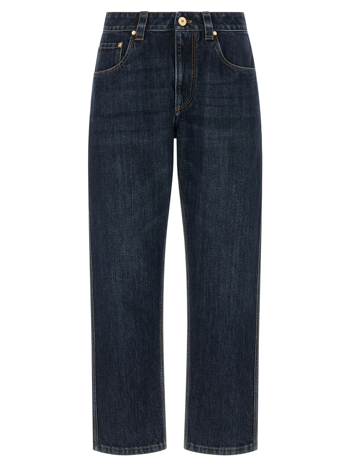 Brunello Cucinelli Blaue Jeans aus Baumwolle im geraden Schnitt