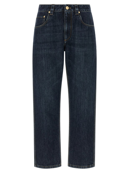 Brunello Cucinelli Blaue Jeans aus Baumwolle im geraden Schnitt