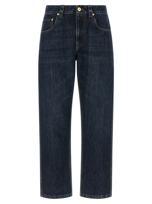 Brunello Cucinelli Blaue Jeans aus Baumwolle im geraden Schnitt